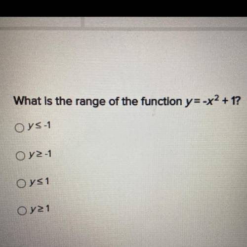 What is the range of the function y=-x2 + 1?