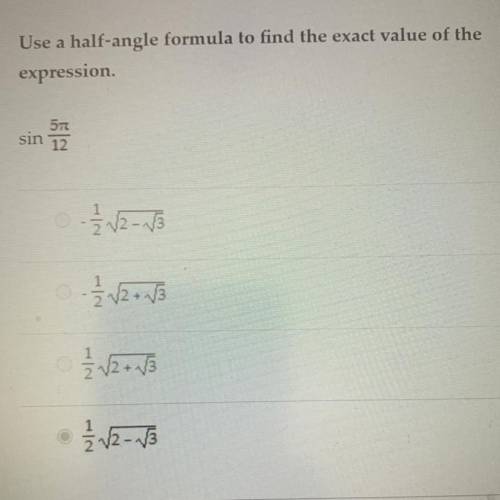 Use a half-angle formula to find the exact value of the expression.