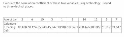 Calculate the correlation coefficient of these two variables using technology. Round to three decim