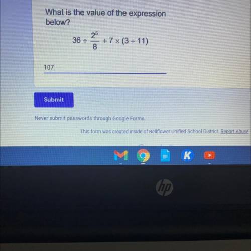What is the value of the expression below?
 107