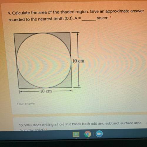 Pls help for #9! whats the area of the shaded region ?