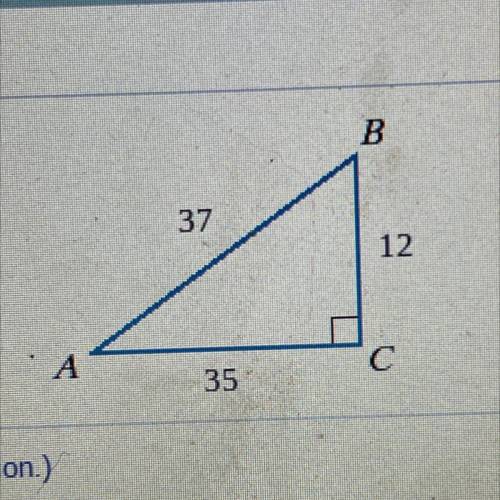 Use the given right triangle to find ratios, in reduced form, for sin A, cos A, and tan A. Please h