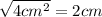 \sqrt{4 cm^{2}} =2 cm