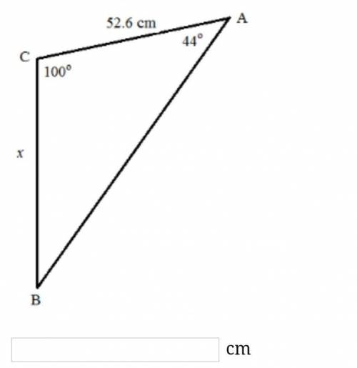 Solve for the unknown in the following diagram. Round all answers to two decimal places.

 cm ​