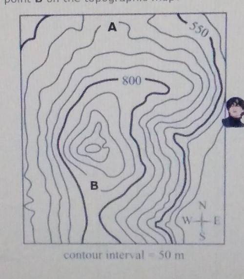 What is the change in elevation from point A to point B on the topographic map? ​