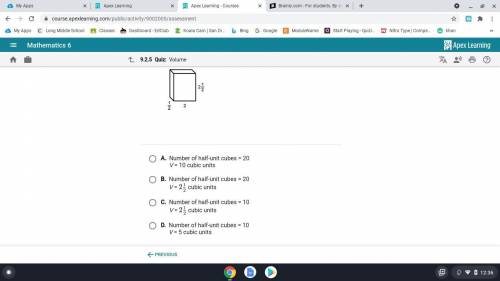 Calculate the volume of the prism by first finding the total number of half unit cubes that will fi