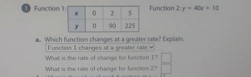 Help Me Now! What is the rate of change for Funtions 1 and 2.​