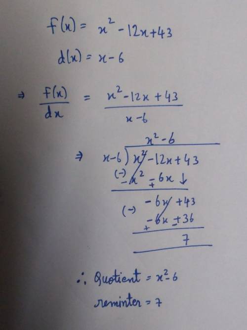 Divide​ f(x) by​ d(x), and write a summary statement in polynomial form and fraction form. F(x)=x^2-