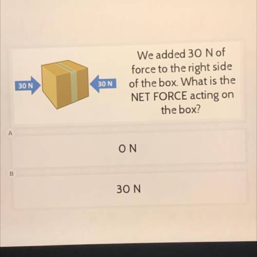 We added 30 N of force to the right side of the box. What is the net force acting on the box￼￼