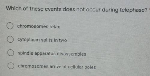 Which of these events does not occur during telophase?​