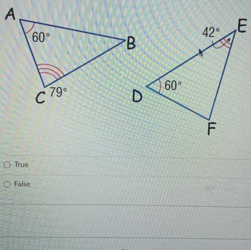 Dave said that these triangles are similar. Is it false or true?