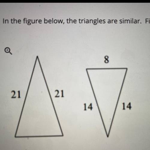In the figure below, the triangles are similar. Find the ratio of their areas from larger to smalle