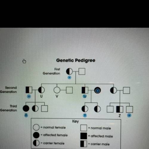 Using the pedigree label the genotype of the first generation carrier