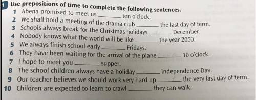 Fill in with prepositions of time
