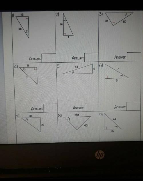 PLEASE HELP THUS IS DUE IN AN HOUR

finding angle measures with trig. Find the missing angle measu