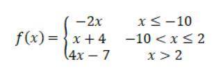 Use the piecewise function to evaluate points f(–1), f(2), and f(12).

A. f(–1) = 2, f(2) = 1, and