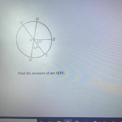 Find the measure of arc QTU.