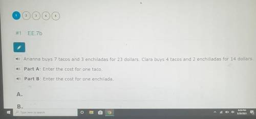 Arianna buys 7 tacos and 3 enchiladas for 23 dollars. Clara buys 4 tacos and 2 enchilladas for 14 d