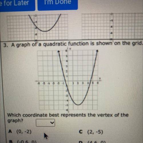 HELP PLEASEEEEJEHBCHA

A graph of a quadratic function is shown on the grid.
Which coordinate