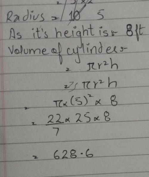 Find the volume of the cylinder​
