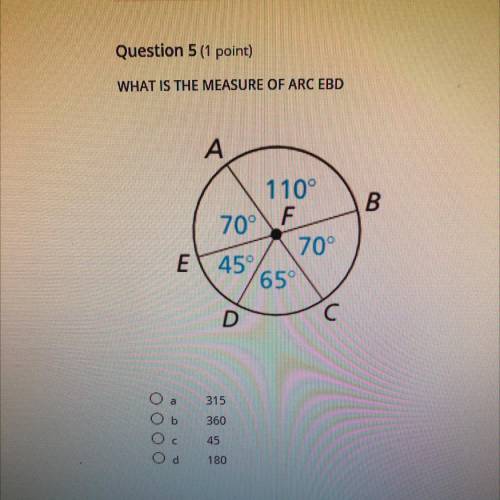 What is the measure of arc EBD