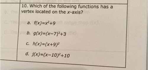 Which of the following has a vertex located on the X-Axis?
