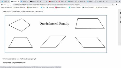 Which quadrilateral has the following property? Diagonals are perpendicular