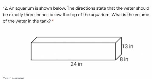 An aquarium is shown below. The directions state that the water should be exactly three inches belo