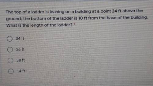 the top of a ladder is leaning on a building at a point 12 feet above the ground; the bottom of the