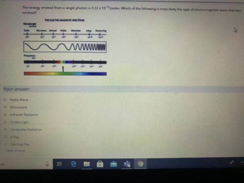 The energy emitted from a single photon is 3.22 x 10^-12 joules. Which of the following is most lik