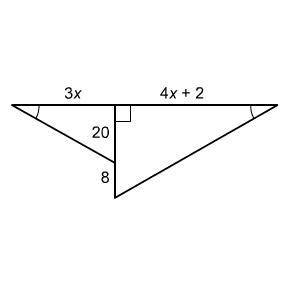 The two triangles are similar.

What is the value of x?
Enter your answer in the box.
x =