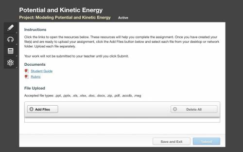 50 POINTS HELPPP modeling potential and kinetic energy project.Click the links to open the resource