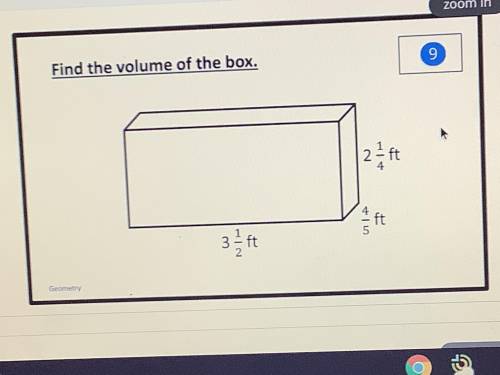 Find the volume of the box. HELP DUE AT 5:00PM