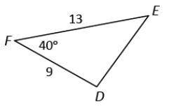 Can the measurement from △DEF be determined using only the Law of Cosines? State whether each measu