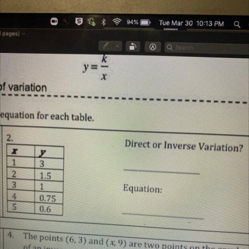 Direct or Inverse Variation?