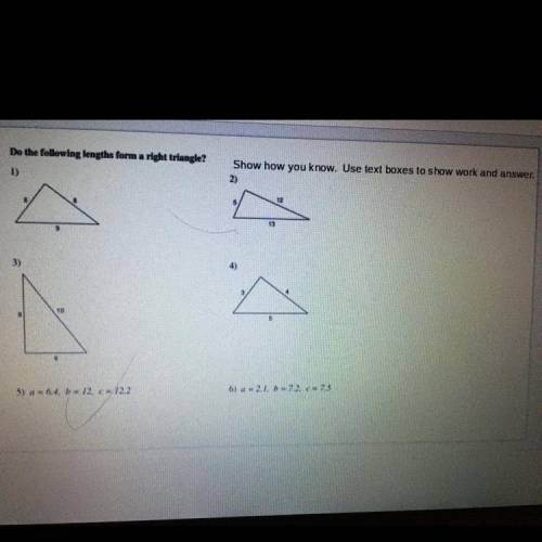 Helpp do these form a right triangle and please explain