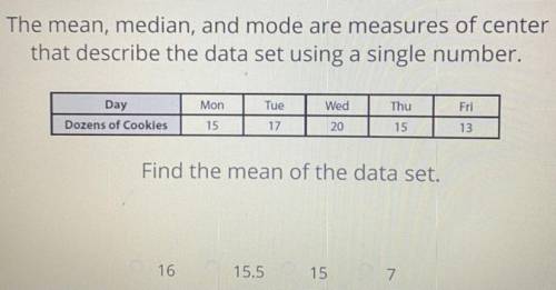 The mean,median and mode are measures of center that describe the data set using a single number.