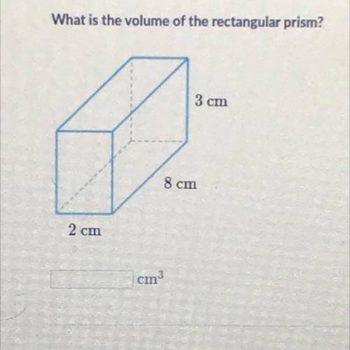 What is the volume of the rectangular prism?
3 cm
8 cm
2 cm