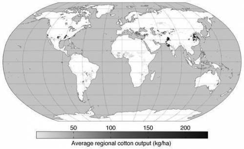 Given the map of the average cotton yield around the world, which of the following statements can b