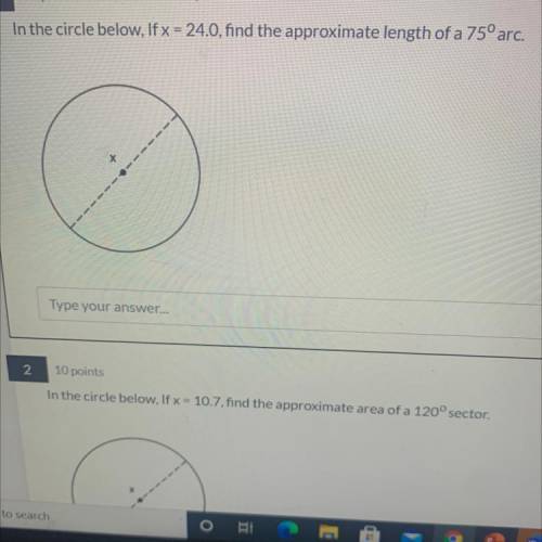 Please help 
In the circle, x= 24.0, find the approximate length of a 75 degree arc