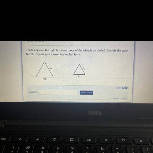 The triangle on the right is a scaled copy of the triangle on the left. Identify the scale

factor