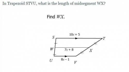 In Trapezoid STVU, what is the length of ST?