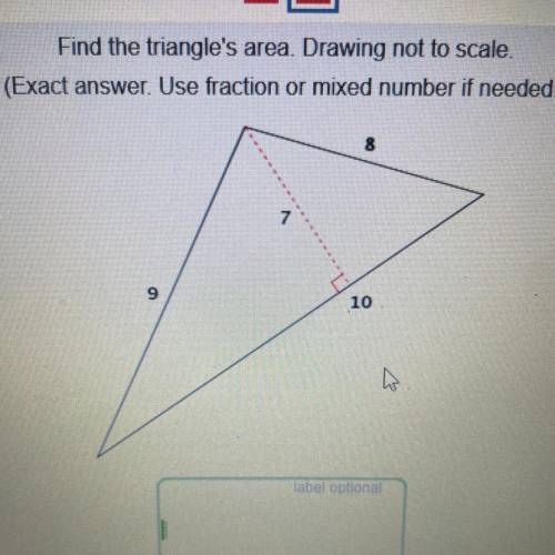 Find the triangle area. Drawing not to scale