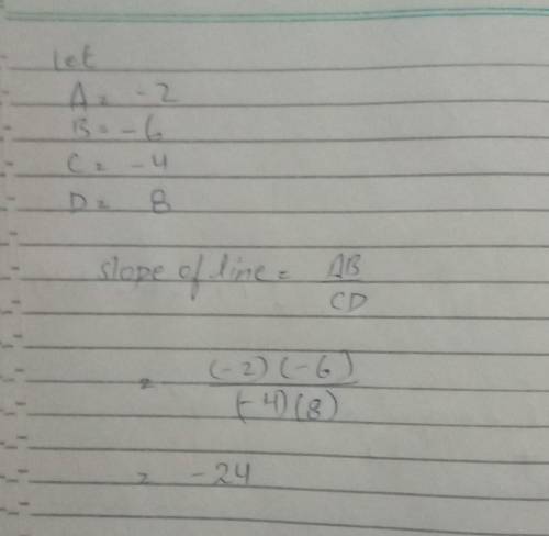 Find the slope of the line -2,-6 and -4,8