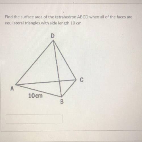 Please help me find the surface area of the tetrahedron! ty :,)