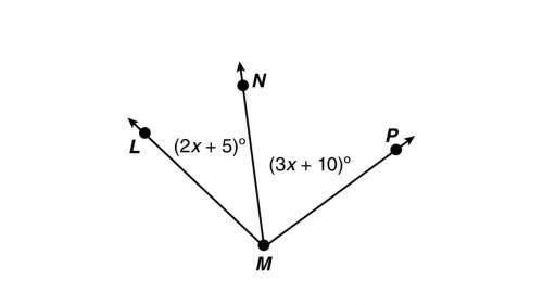 In the figure below, m∠LMP = 100°.

screenshot
What is the value of x?
a. 61
b. 39
c. 23
d. 17