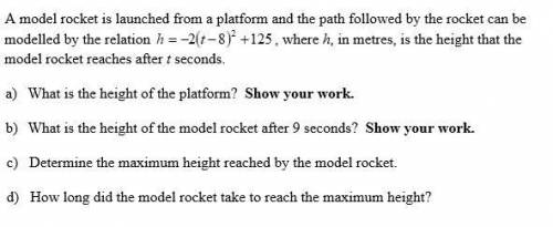 a rocket is launched from the platform and the path followed by the rocket can be modelled by relat