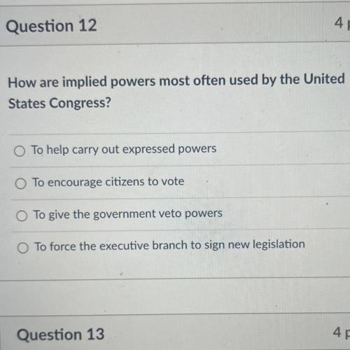 How are implied powers most often used by the United States Congress?