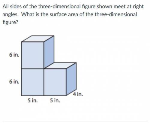 All sides of the three-dimensional figure shown meet at right angles. What is the surface area of t