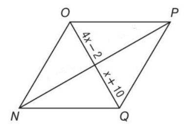 Plz help me its due today

Find the value of x for the following parallelogram. Then determine the